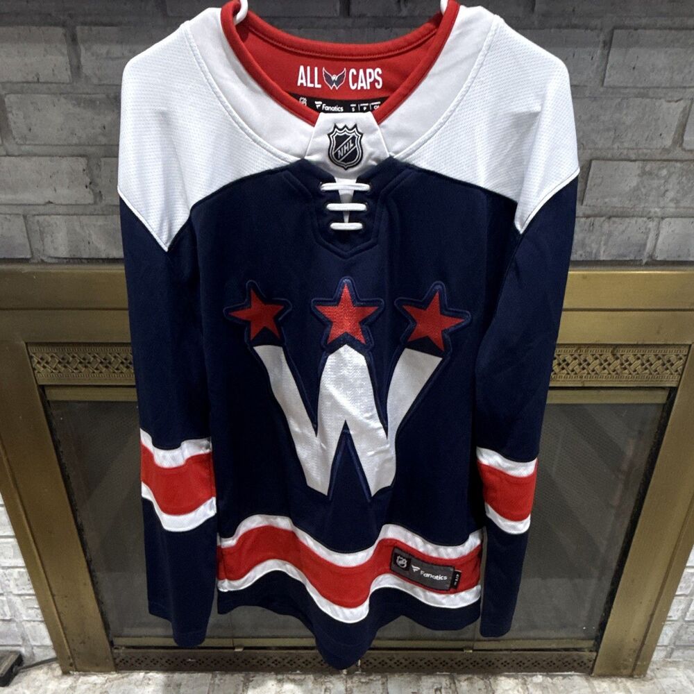 Fanatics NHL Washington Capitals Blue/White/Red Jersey Men's Size S Licensed